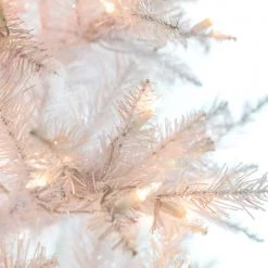 The Christmas Palace 7.5 FT WHITE TIFFANY TINSEL PRE LIT CLEAR LIGHTS CHRISTMAS TREES