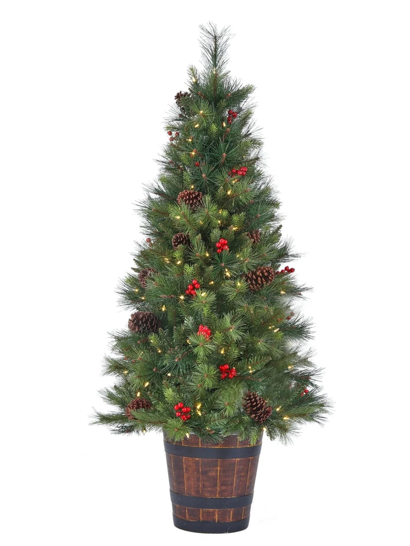 The Christmas Palace 5 FT POTTED FOREST BERRY FIR TREE PRELIT CLEAR LED LIGHTS 1 The Christmas Palace 5 FT POTTED FOREST BERRY FIR TREE PRELIT CLEAR LED LIGHTS
