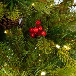 The Christmas Palace 7 FT FOREST BERRY FIR TREE PRELIT CLEAR LED LIGHTS