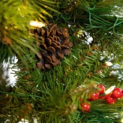 The Christmas Palace 7 FT FOREST BERRY FIR TREE PRELIT CLEAR LED LIGHTS