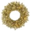 The Christmas Palace 24" LASER GOLD WREATH PRELIT 50 CLEAR LED LIGHTS
