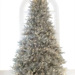 The Christmas Palace CHRISTMAS TREES 6.5 FT LASER SILVER TREE WARM WHITE LED