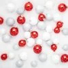The Christmas Palace Shatterproof & Glass Sets 3" WHITE & RED ASSORTED GLASS ORNAMENT SET OF 42 PIECES