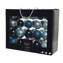 The Christmas Palace Shatterproof & Glass Sets 3" BLUE ASSORTED GLASS ORNAMENT SET OF 42 PIECES