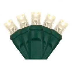 The Christmas Palace 50 FT 150 LED WARM WHITE CONCAVE GREEN WIRE LIGHT STRING WITH COAXIAL