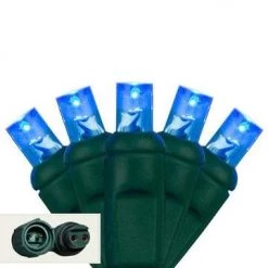 The Christmas Palace All About The Blues 50 FT 150 BLUE LED CONCAVE GREEN WIRE LIGHT STRING WITH COAXIAL