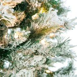 The Christmas Palace 3 FT FLOCKED TREE PRE LIT CLEAR LIGHTS CHRISTMAS TREES