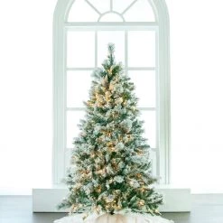 The Christmas Palace 6 FT FLOCKED TREE PRE LIT CLEAR LIGHTS CHRISTMAS TREES