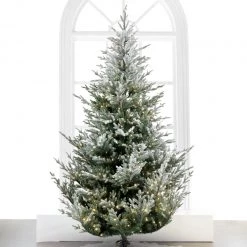 The Christmas Palace 7 FT NORWAY SPRUCE SNOWY PRE LIT WARM WHITE LED LIGHTS CHRISTMAS TREES