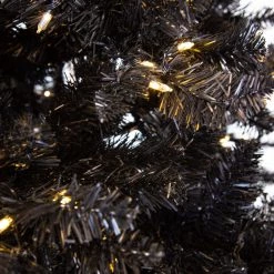 The Christmas Palace 7.5 FT BLACK TINSEL TREE PRE LIT WARM WHITE LED 5 The Christmas Palace 7.5 FT BLACK TINSEL TREE PRE LIT WARM WHITE LED