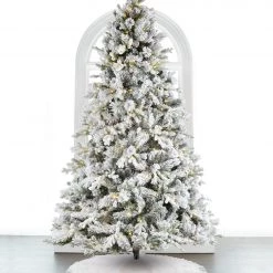 The Christmas Palace CHRISTMAS TREES 9 FT SNOWY LAUSANNE FIR TREE PRE LIT MICRO WARM WHITE LED
