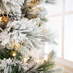 The Christmas Palace CHRISTMAS TREES 10 FT SNOWBELL PINE TREE PRE LIT CLEAR TWINKLE LIGHT