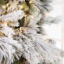 The Christmas Palace CHRISTMAS TREES 7 FT SNOWBELL PINE TREE PRE LIT CLEAR TWINKLE LIGHT