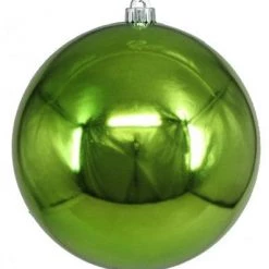 The Christmas Palace Shatterproof & Glass Sets 8" APPLE GREEN SHINY BALL SET OF 6