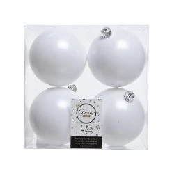 The Christmas Palace 4" SHINY & MATTE WHITE BALL ORNAMENTS SET OF 24 Peppermint Swirl