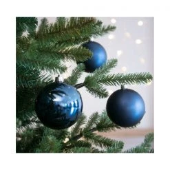 The Christmas Palace 4" SHINY & MATTE NIGHT BLUE BALL ORNAMENTS SET OF 24