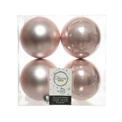 The Christmas Palace 4" SHINY & MATTE BLUSH PINK BALL ORNAMENTS SET OF 24 Pretty In Pink