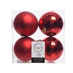 The Christmas Palace 4" SHINY & MATTE RED BALL ORNAMENTS SET OF 24