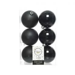 The Christmas Palace 3" SHINY & MATTE BLACK BALL ORNAMENTS SET OF 36