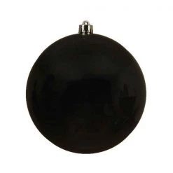 The Christmas Palace 5.5" BLACK SHINY BALL SET OF 6 Shatterproof & Glass Sets