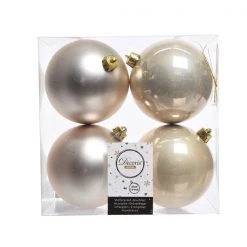 The Christmas Palace 4" SHINY & MATTE PEARL BALL ORNAMENTS SET OF 24