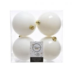 The Christmas Palace 4" SHINY & MATTE WHITE BALL ORNAMENTS SET OF 24