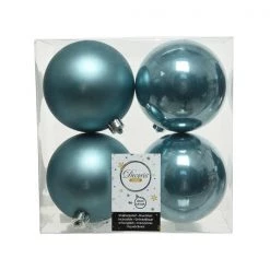 The Christmas Palace 4" SHINY & MATTE ICY BLUE BALL ORNAMENTS SET OF 24 All About The Blues