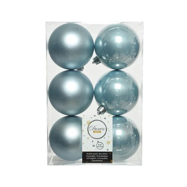 The Christmas Palace 3" SHINY & MATTE MISTY BLUE BALL ORNAMENTS SET OF 36 1 The Christmas Palace 3" SHINY & MATTE MISTY BLUE BALL ORNAMENTS SET OF 36