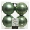 The Christmas Palace 4" SHINY & MATTE SAGE GREEN BALL ORNAMENTS SET OF 24 Shatterproof & Glass Sets