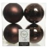 The Christmas Palace Shatterproof & Glass Sets 4" SHINY & MATTE RUSTY BROWN BALL ORNAMENTS SET OF 24