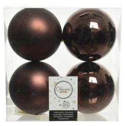 The Christmas Palace Shatterproof & Glass Sets 4" SHINY & MATTE RUSTY BROWN BALL ORNAMENTS SET OF 24