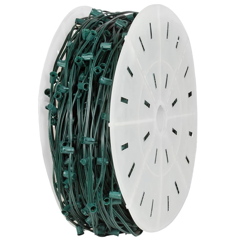 The Christmas Palace CHRISTMAS LIGHTS 1000 FT C9 ROLL GREEN WIRE 12" SPACING E17 BASE 1 The Christmas Palace CHRISTMAS LIGHTS 1000 FT C9 ROLL GREEN WIRE 12" SPACING E17 BASE