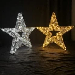 The Christmas Palace OVERSIZED DECOR 2 FT 3D STAR WARM WHITE WITH COOL WHITE FLASHING EFFECT SET OF 2