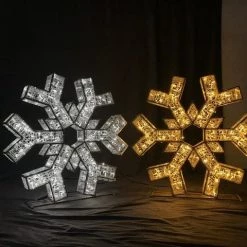 The Christmas Palace OVERSIZED DECOR 2 FT 3D SNOWFLAKE WARM WHITE WITH COOL WHITE FLASHING EFFECT SET OF 2