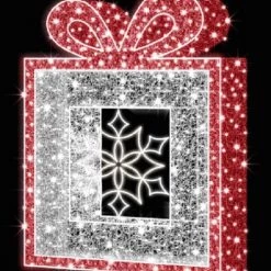 The Christmas Palace 6 FT X 5 FT LED RED & WHITE GIFT BOX WITH SNOWFLAKE