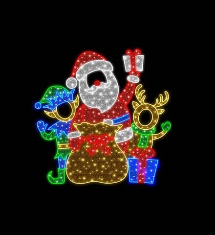 The Christmas Palace OVERSIZED DECOR 6 FT X 7 FT RED SANTA WITH ELF AND DEER LED PHOTO OP 1 The Christmas Palace OVERSIZED DECOR 6 FT X 7 FT RED SANTA WITH ELF AND DEER LED PHOTO OP