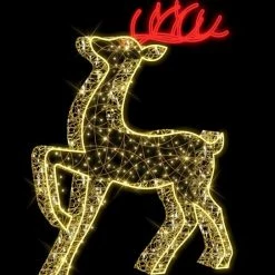 The Christmas Palace 4 FT X 1 FT X 6 FT RED & WARM WHITE DEER