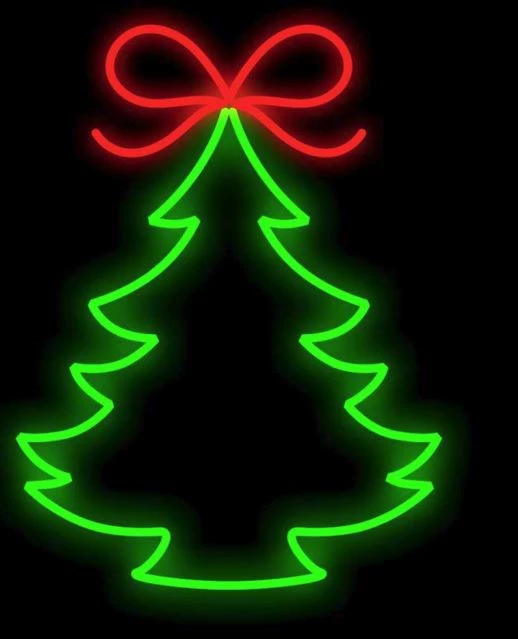 The Christmas Palace OVERSIZED DECOR 2 FT X 2 FT LED RED & GREEN LED TREE WITH A BOW 1 The Christmas Palace OVERSIZED DECOR 2 FT X 2 FT LED RED & GREEN LED TREE WITH A BOW