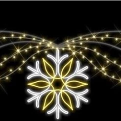 The Christmas Palace OVERSIZED DECOR 11 FT X 3 FT WARM WHITE & COOL WHITE SNOWFLAKE BANNER