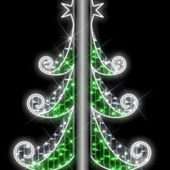 The Christmas Palace 5 FT X 2 FT WHITE & GREEN LED TREE POLE BANNER OVERSIZED DECOR