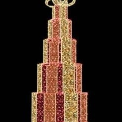 The Christmas Palace 5 FT X 5 FT X 11 FT RED & GOLD 5 TIER GIFTS OVERSIZED DECOR