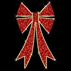 The Christmas Palace 5 FT RED & WARM WHITE LED BOW OVERSIZED DECOR