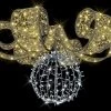 The Christmas Palace 3FT X 3 FT X 2 FT LED WHITE 3D ORNAMENT WITH A CURLY BOW OVERSIZED DECOR