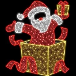 The Christmas Palace 6 FT X 5 FT LED SANTA IN A BOX PHOTO OP