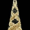 The Christmas Palace 5 FT X 5 FT X 13 FT WARM WHITE LED GOLD RIBBON TREE OVERSIZED DECOR