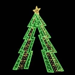 The Christmas Palace 11 FT X 4 FT X 15 FT GREEN LED CHRISTMAS TREE STAND IN