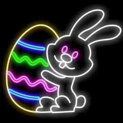 The Christmas Palace 3 FT X 2 FT MULTICOLORED LED BUNNY WITH EGG Easter