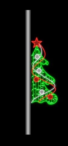 The Christmas Palace 6 FT X 3 FT LED GREEN CHRISTMAS TREE WITH ORNAMENTS POLE BANNER 1 The Christmas Palace 6 FT X 3 FT LED GREEN CHRISTMAS TREE WITH ORNAMENTS POLE BANNER