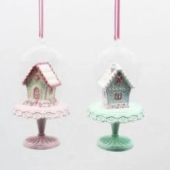 The Christmas Palace 6" CANDY HOUSE ORNAMENT ASSORTED SET OF 2
