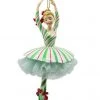 The Christmas Palace 6" GREEN PEPPERMINT SWIRL BALLERINA ORNAMENT